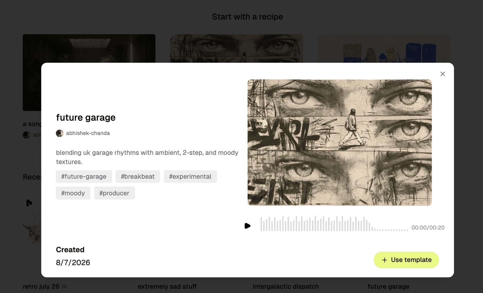 Featured templates on the riffle home screen