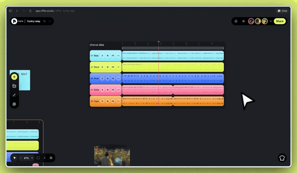 Following a collaborator's cursor, view, and playback live
